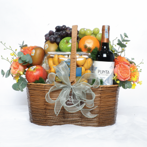 Set Quà Trái Cây Kết Hợp Rượu Vang & Hoa Tươi